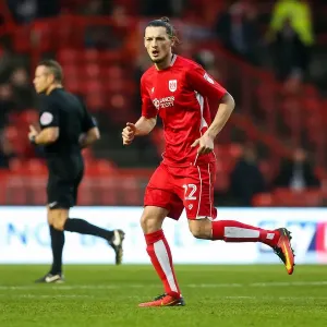 Milan Djuric of Bristol City Ponders Next Move at Ashton Gate Stadium during FA Cup Third Round Match against Fleetwood Town Milan Djuric of Bristol City Ponders Next Move at Ashton Gate Stadium during FA Cup Third Round Match against Fleetwood Town