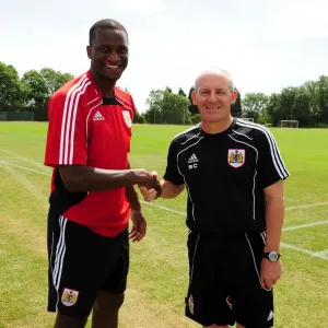 Bristol City New Signing Kalifa Cisse Meets Manager Steve Coppell Print