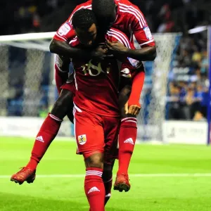 Nicky Maynard and Albert Adomah: Celebrating the Championship Winning Goal for Bristol City against Leicester City (11.08.2011) Nicky Maynard and Albert Adomah: Celebrating the Championship Winning Goal for Bristol City against Leicester City (11.08.2011)