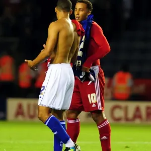 Nicky Maynard and Lee Peltier Exchange Shirts: Leicester City vs. Bristol City, Championship Match, August 2011 Nicky Maynard and Lee Peltier Exchange Shirts: Leicester City vs. Bristol City, Championship Match, August 2011