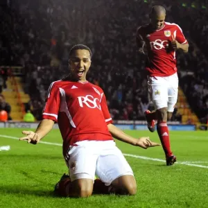 Nicky Maynard's Double: The Exultant Moment as Bristol City's Star Forward Scores His Second Goal Against Southampton Nicky Maynard's Double: The Exultant Moment as Bristol City's Star Forward Scores His Second Goal Against Southampton