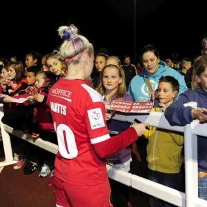 Nikki Watts of Bristol Academy Signing Autographs for Fans during BAWFC vs Chelsea Ladies Match