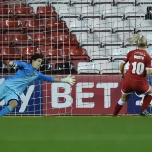 Nikki Watts Scores Penalty Past FC Barcelona's Keeper Print Nikki Watts Scores Penalty Past FC Barcelona's Keeper Print