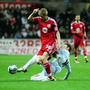 Orlandi vs Stead: Intense Championship Clash at Swansea's Liberty Stadium (Swansea City vs Bristol City, 10/11/2010)
