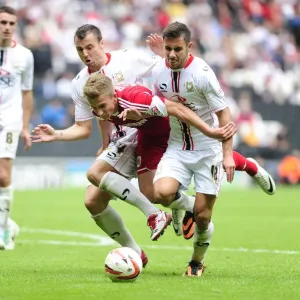 Print of Penalty Controversy: Joe Bryan vs. Milton Keynes Dons Print of Penalty Controversy: Joe Bryan vs. Milton Keynes Dons