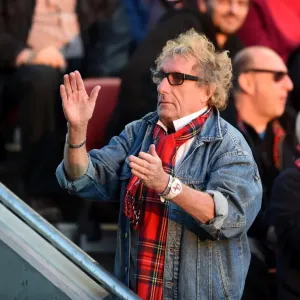 Rod Stewart Waves to Fulham Fans at Ashton Gate Stadium during Bristol City vs Fulham Match