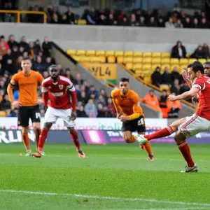 Sam Baldock Scores Penalty for Bristol City against Wolverhampton Wanderers, Sky Bet League One, 2014