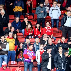 Print of Bristol City fans at Oakwell Stadium Print of Bristol City fans at Oakwell Stadium