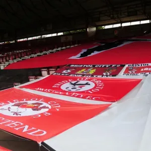 Sea of Bristol City Flags: Clash at Ashton Gate - Bristol City vs Bradford City, League One Football Match, August 2013 Sea of Bristol City Flags: Clash at Ashton Gate - Bristol City vs Bradford City, League One Football Match, August 2013