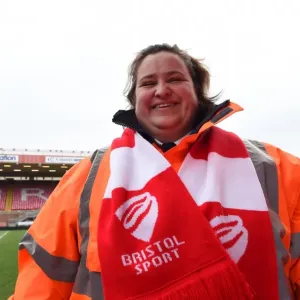 Print of Bristol City fans in red and white scarves at Ashton Gate Print of Bristol City fans in red and white scarves at Ashton Gate