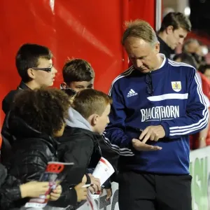 Sean O'Driscoll Engages with Young Fans Before Bristol City vs. Brentford Match