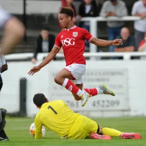 Print of Steve Phillips denying Bobby Reid a goalscoring opportunity