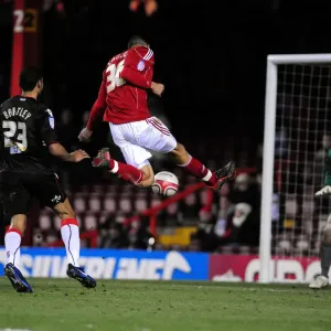 Steven Caulker's Thwarted Goal: A Near Miss for Bristol City Against Sheffield United - Championship Football Match, 27th November 2010
