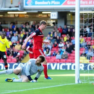Print of Steven Davies scoring the equalizer in a Championship match