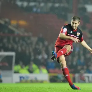 Print of Steven Davies scoring a free kick at Ashton Gate Stadium Print of Steven Davies scoring a free kick at Ashton Gate Stadium