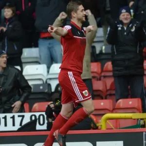 Print of Steven Davies celebrating a goal at Ashton Gate