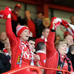 Supporters Cheering during Bristol City's Warm-Up vs Swindon Town, Ashton Gate Stadium, 2015