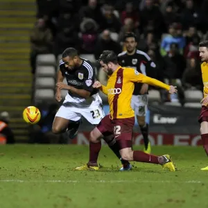 Tackle at Coral Windows Stadium: Tyrone Barnett vs. Matthew Bates in Bradford City vs. Bristol City Football Match, Sky Bet League One (January 11, 2014) Tackle at Coral Windows Stadium: Tyrone Barnett vs. Matthew Bates in Bradford City vs. Bristol City Football Match, Sky Bet League One (January 11, 2014)