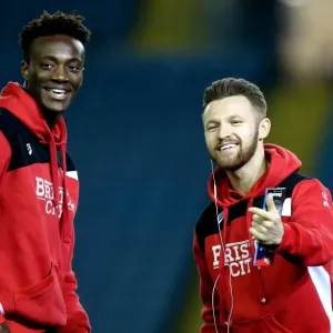 Tammy Abraham and Matty Taylor of Bristol City in Action against Leeds United, 2017 Tammy Abraham and Matty Taylor of Bristol City in Action against Leeds United, 2017