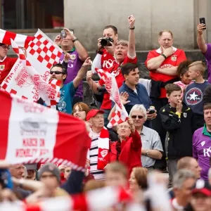 Thousands of Ecstatic Fans Pack Lloyds Amphitheatre for Bristol City's Championship Promotion Parade Thousands of Ecstatic Fans Pack Lloyds Amphitheatre for Bristol City's Championship Promotion Parade