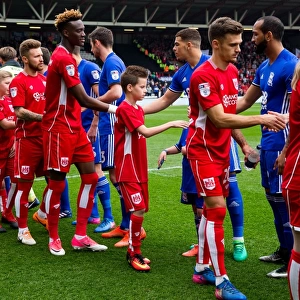 Unforgettable Handshake Moment: Bristol City Mascots and Birmingham City Players, Sky Bet Championship (2017)