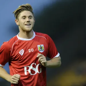 Wes Burns in Action Print: Bristol City FC Player at Vale Park