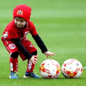 Young Bristol City Fan on Pitch at Oakwell Stadium Print Young Bristol City Fan on Pitch at Oakwell Stadium Print