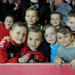 Young Fans Excitement at Bristol City vs. Swindon Town Football Match, April 2015 Young Fans Excitement at Bristol City vs. Swindon Town Football Match, April 2015