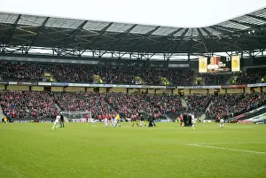 MK Dons V Bristol City Fans Prints: Over 5, 000 Bristol City Fans Wave Scarves in Unified Support at MK Dons Match