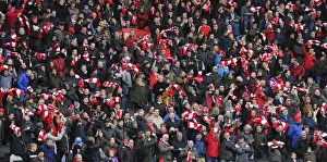 MK Dons V Bristol City Fans Prints: 5, 000+ Passionate Bristol City Fans Unite in Scarf Wave at MK Dons Match