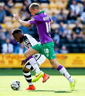 Notts County V Bristol City Prints: Aaron Wilbraham vs Mustapha Dumbuya: Intense Moment in Notts County vs Bristol City Football Match