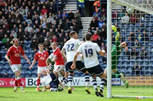 Title Race Prints: Aaron Wilbraham's Close Call: Header Hits the Crossbar in Preston North End vs