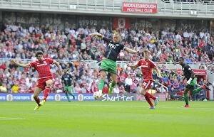 Images Dated 22nd August 2015: Aaron Wilbraham's Close Call: Middlesbrough vs. Bristol City, Sky Bet Championship (22/08/2015)