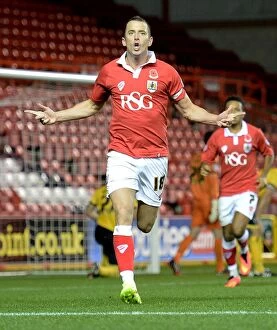 Images Dated 11th November 2014: Aaron Wilbraham's Johnstone's Paint Trophy Goal Celebration for Bristol City against AFC Wimbledon