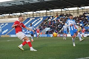 Images Dated 21st February 2015: Aaron Wilbraham's Shot: Colchester United vs. Bristol City, Sky Bet League One