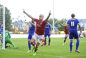 Images Dated 15th August 2015: Aaron Wilbraham's Thrilling Goal Celebration: Bristol City vs. Brentford in Sky Bet Championship
