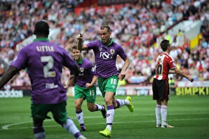 Images Dated 9th August 2014: Aaron Wilbraham's Thrilling Opener: Sheffield United vs. Bristol City