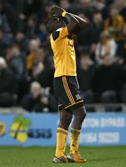 Framed Print : Abdoulaye Faye Contemplates Championship Draw: Hull City vs. Bristol City, 2013