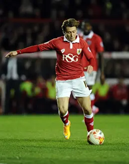 Action-Packed Moment: Luke Freeman in Full Swing for Bristol City against Bradford City, October 2014, Ashton Gate