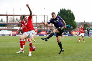 Images Dated 25th January 2015: Aden Flint Blocks Kevin Nolan's Shot: Bristol City vs West Ham United, FA Cup Fourth Round Proper