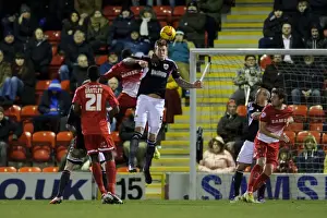 Aden Flint of Bristol City Defends Against Leyton Orient in Football League 1 Clash
