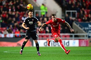 Aden Flint Clears the Ball for Bristol City against Brentford