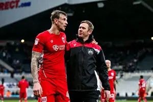 Framed Print : Aden Flint and Dean Holden of Bristol City Discuss 2-2 Draw with Newcastle United at St. James Park