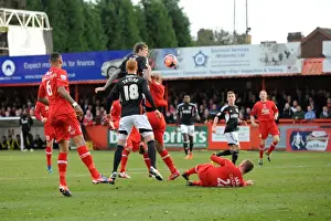 Aden Flint Heads the Ball for Bristol City in FA Cup Second Round Match against Tamworth