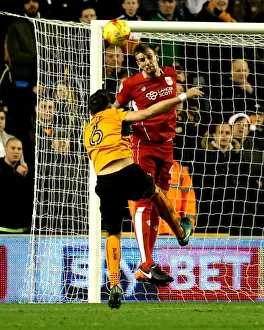 Wolverhampton Wanderers V Bristol City Prints: Aden Flint Heads the Ball Clear for Bristol City against Wolverhampton Wanderers