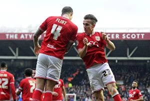 Images Dated 13th February 2016: Aden Flint and Joe Bryan Celebrate First Goal: Bristol City vs Ipswich Town, 2016