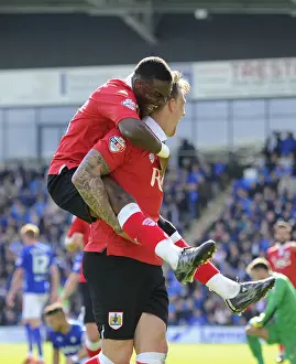Chesterfield Prints: Aden Flint and Kieran Agard Celebrate for Bristol City in Chesterfield Win