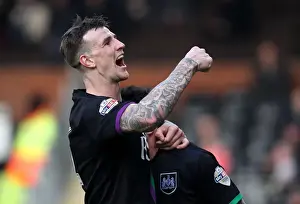 Aden Flint and Lee Tomlin Celebrate Winning Goal: Fulham vs. Bristol City, 2016