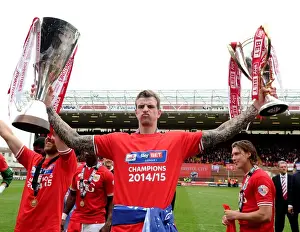 Automatic Prints: Aden Flint Lifts Double: Bristol City's Sky Bet League One and JPT Trophies (May 2015)