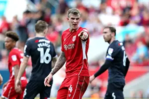 Bristol City V Derby County Prints: Aden Flint Points the Way: Bristol City vs Derby County, Sky Bet Championship
